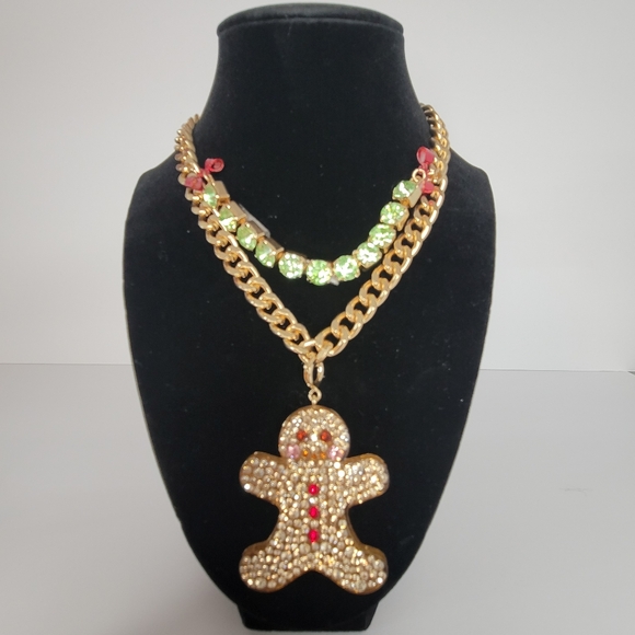 Betsey Johnson Gingerbread 2024 Gold Necklace & Earrings Set. - Picture 13 of 16